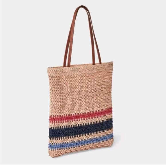 🆕️👜Universal Thread Woven Tote Handbag - R/W/B - Picture 3 of 7